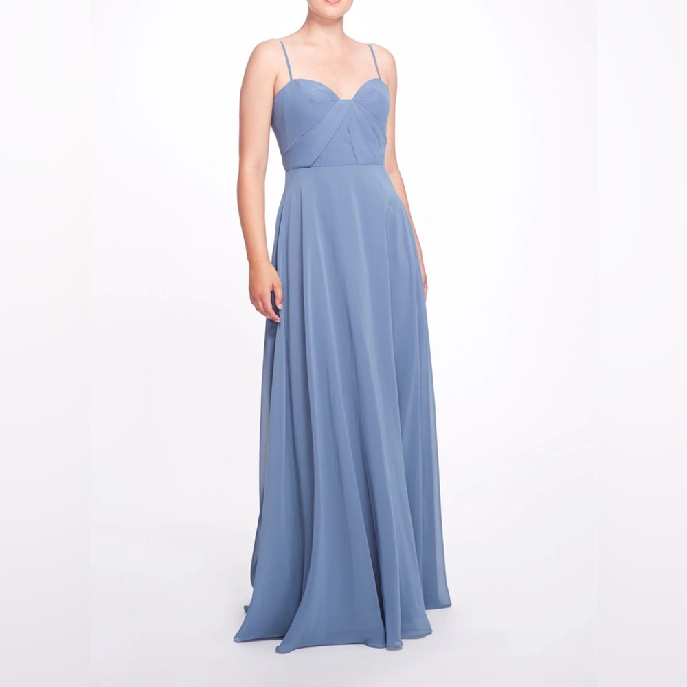 Marchesa Notte Bridesmaids Verona Gown Slate Blue NWT 14